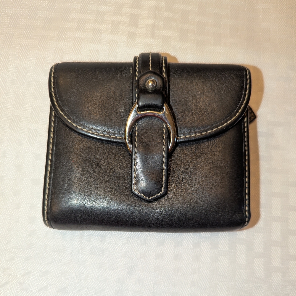 Dooney & Bourke Black Leather Wallet with Buckle Detail